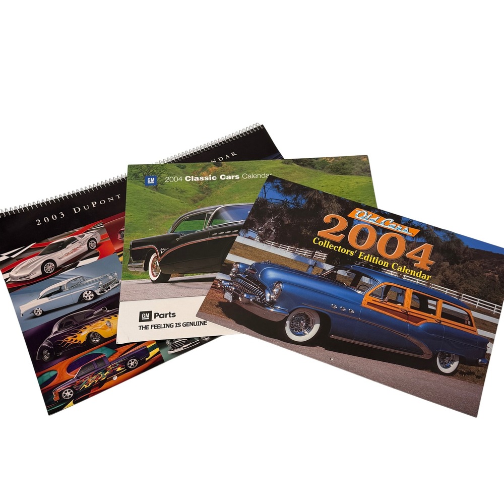 Vintage 2003 2004 Classic Car Calendar Lot GM DuPont Old Cars Hot Rods 3pc